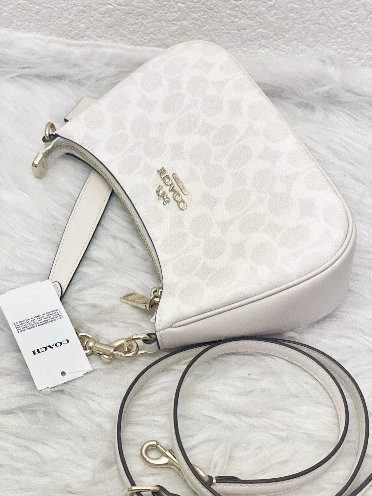 Coach Women's Teri Shoulder Bag Signature Canvas - White/Chalk