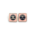 Chanel Square Pink Earrings - 18K Yellow Gold