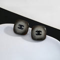Chanel Black Square Earrings - 18K White Gold