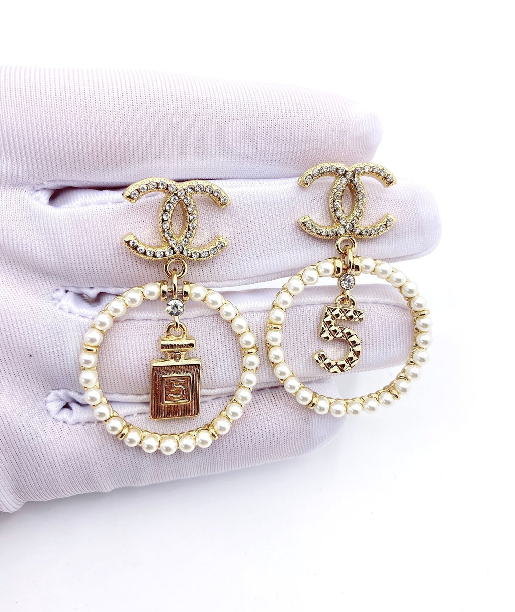 Chanel No.5 Perfume Bottle Earrings - 18K Yellow Gold
