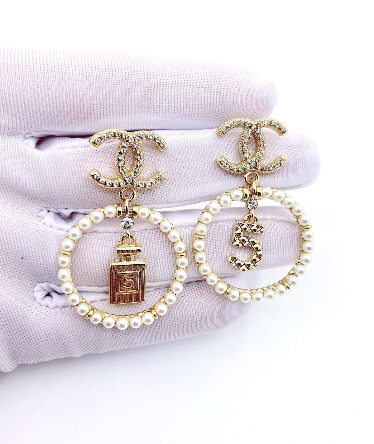 Chanel No.5 Perfume Bottle Earrings - 18K Yellow Gold
