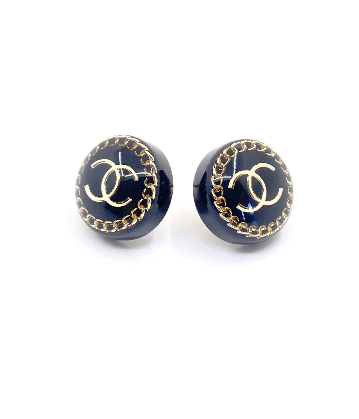 Chanel Circle Resin Earrings - 18K Yellow Gold