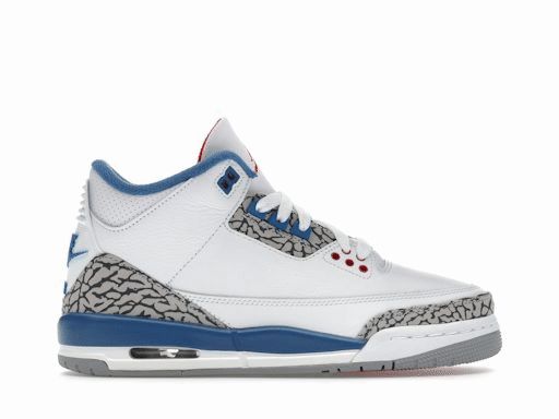 Jordan 3 Retro True Blue (2026) (GS) Sneakers - 360-degree rotating GIF
